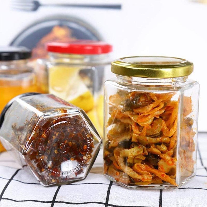 Encheng 4 oz Clear Hexagon Jars,Small Glass Honey Jars With Lids(Golden),Mason Jars For Herb,Foods,Jams,Liquid, Spice Jars For Storage 30 Pack - Image 5